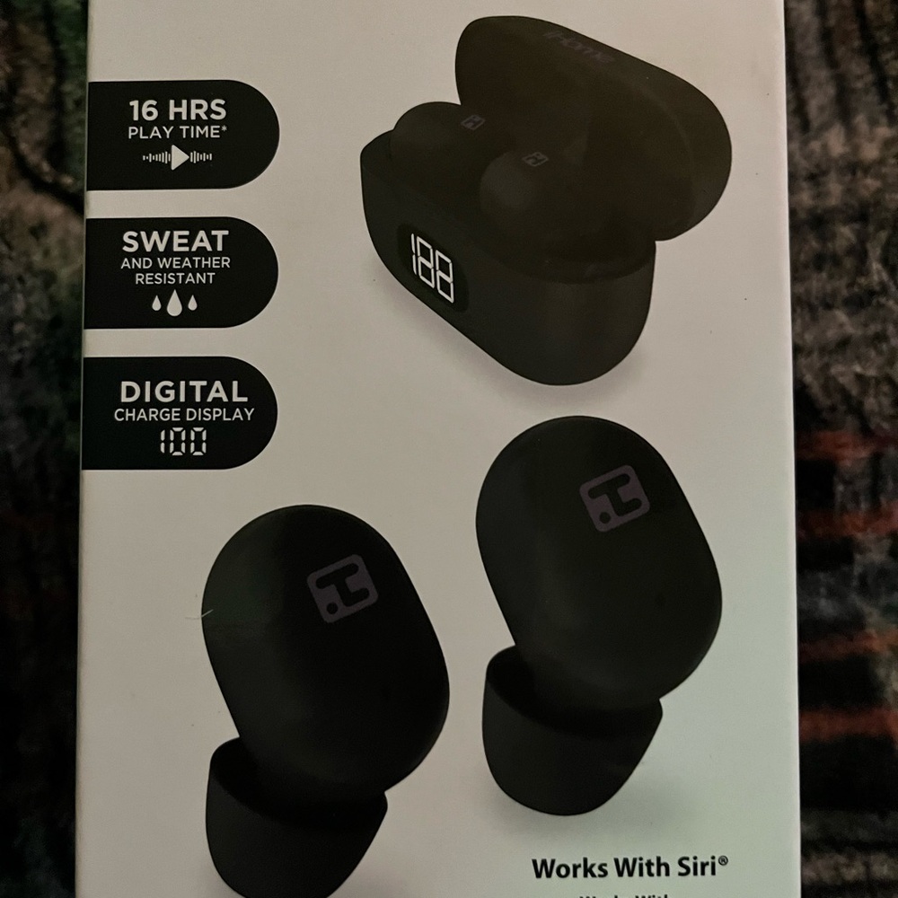 iHome Black Earbud Headphones with Digital Display